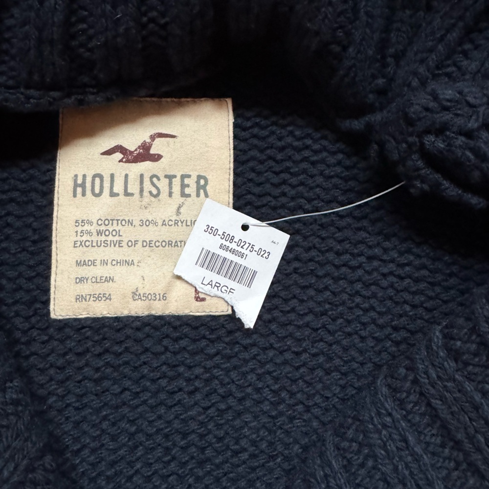 Hollister Boys Navy Cardigan NWT VTG Shawl Collar Holiday Party Grandpa Y2K Lg - Picture 8 of 11